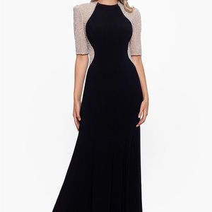 ELISE" QUARTER SLEEVE LONG JERSEY KNIT DRESS